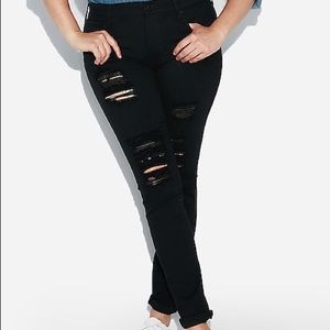 Express Legging Mid Rise Ripped Mesh Jeans